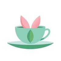 Creative Tea Cup With A Floating Lotus Flower Design vector