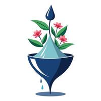 Teardrop Shaped Planter With Cascading Flowers vector