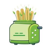 Charming Toaster Planter Featuring Sprouting Wheatgrass Instead Of Toast vector