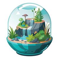 Unique Transparent Bubble Planter Showcasing An Ecosystem Inside vector