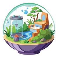 Creative Transparent Bubble Planter With An Ecosystem Inside Design vector