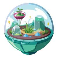 Creative Transparent Floating Orb Planter With A Self Sustaining Ecosystem Design vector