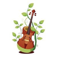 Unique Violin Planter Showcasing Vines Growing Along The Strings vector