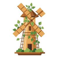 Creative Windmill Planter With Cascading Ivy Design vector