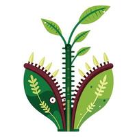 Creative Zipper Planter With Plants Growing From The Teeth Design vector