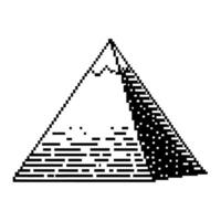 pixel art pyramid monochrome geometric graphic design, digital retro style, ancient structure silhouette vector