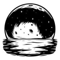 Celestial moonrise over tranquil ocean at night starry sky, lunar reflection, cosmic serenity, nocturnal elegance vector