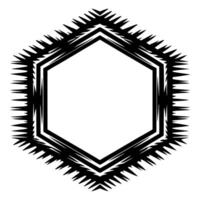 Geometric hexagon frame abstract starburst black art shape polygon, spiky line border design vector
