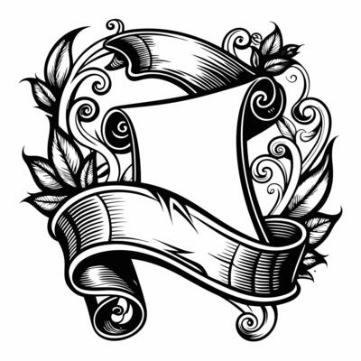 Vintage Scroll Banner with Ornate Floral Elements