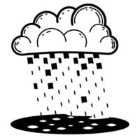 Digital rain cloud icon pixelated umbrella, tech concept modern internet, data flow, futuristic weather vector