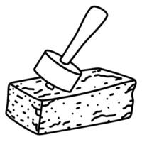 chisel shaping stone block tool handcrafted carving, construction symbol manual labor, ancient masonry practice vector