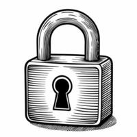 Vintage Padlock Sketch in Black and White Security and Privacy Concept vector