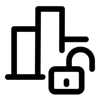 Unlock Graph and statistics icon concept in black color vector