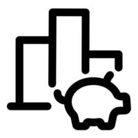 Graph Savings and statistics in black color vector