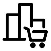 Graph Cart and statistics in black color vector