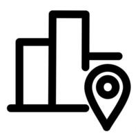 Graph Location and statistics in black color vector