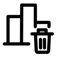 Trash Graph and statistics in black color vector