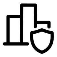 Graph Security and statistics in black color vector