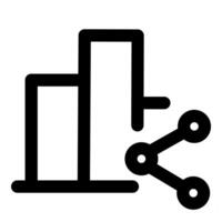 Share Graph and statistics in black color vector