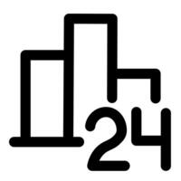 24x7 Graph and statistics in black color vector