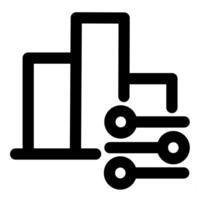 Graph and chart icon in black color vector