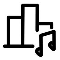 Music Graph and statistics in black color vector