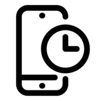 Mobile Time and phone icon in black color vector