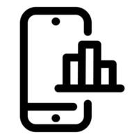 Mobile Statistics and phone icon in black color vector