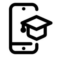 Online Study and phone in black color vector