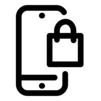 Mobile Shopping and phone in black color vector