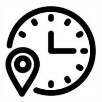 Time Location and clock in black color vector