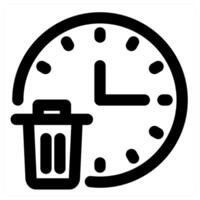 Trash Time and clock in black color vector