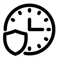 Time Security and clock in black color vector