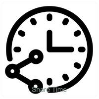 Share Time and clock in black color vector