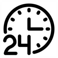 24x7 Time and clock in black color vector