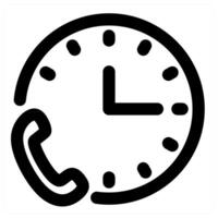 Call Time and clock in black color vector