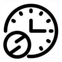 Time Prohibited and clock icon in black color vector