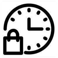 Shopping Time and clock in black color vector