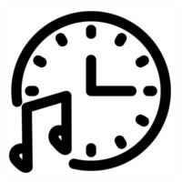 Music Time and clock in black color vector