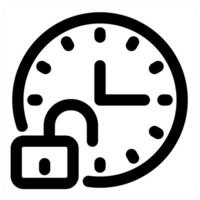 Unlock Time and clock in black color vector