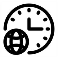 Global Time and clock in black color vector