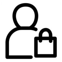 User Shopping and profile in black color vector