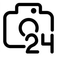 24x7 Camera icon concept in black color vector