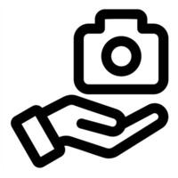 Camera and image in black color vector
