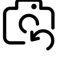 Refresh Camera and refresh icon in black color vector