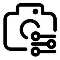Camera and picture icon concept in black color vector