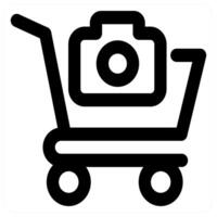 Cart Camera and shopping in black color vector