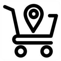 Cart Location and location in black color vector