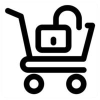 Cart Unlock and unlock in black color vector
