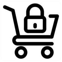 Cart Lock and lock in black color vector